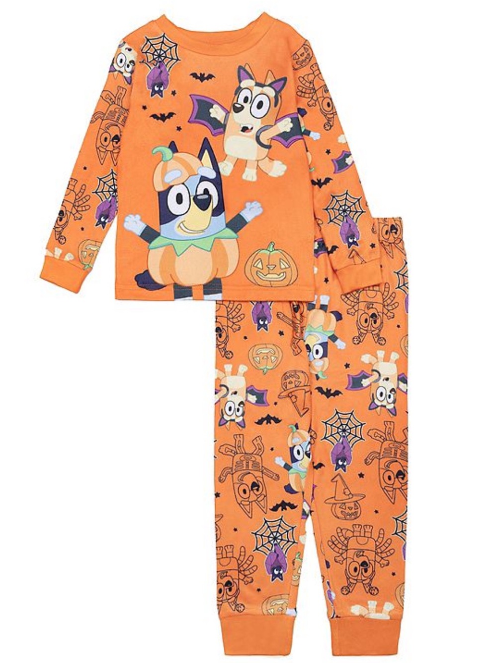 🆕 Bluey Kids' Orange Halloween Pajama Set